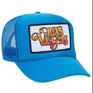 Aviator Nation - Las Vegas Script Trucker Hat - Neon Blue - OS